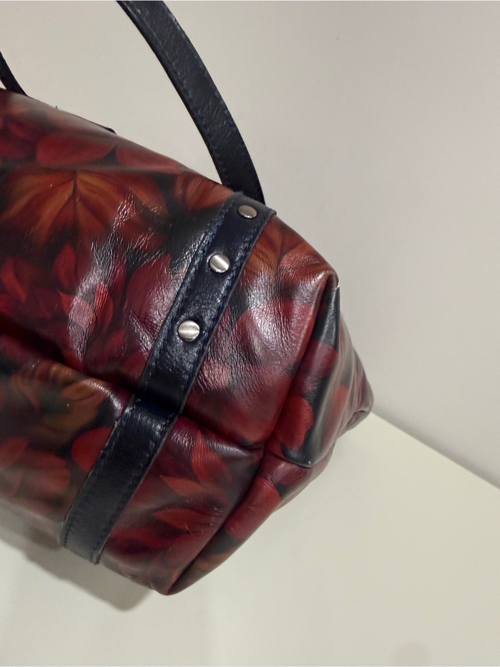 Patricia Nash Benvenuto Italian Leather Large Tote Bag Heritage Floral Burgundy - Picture 11 of 11